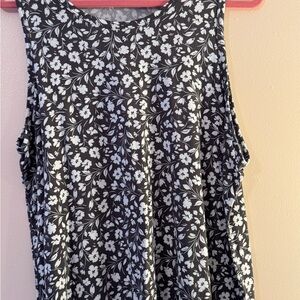 Old Navy dark grey and White Floral Tank Top